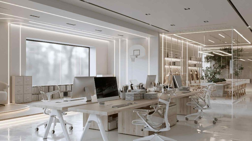 Simple small office interior design modular desks