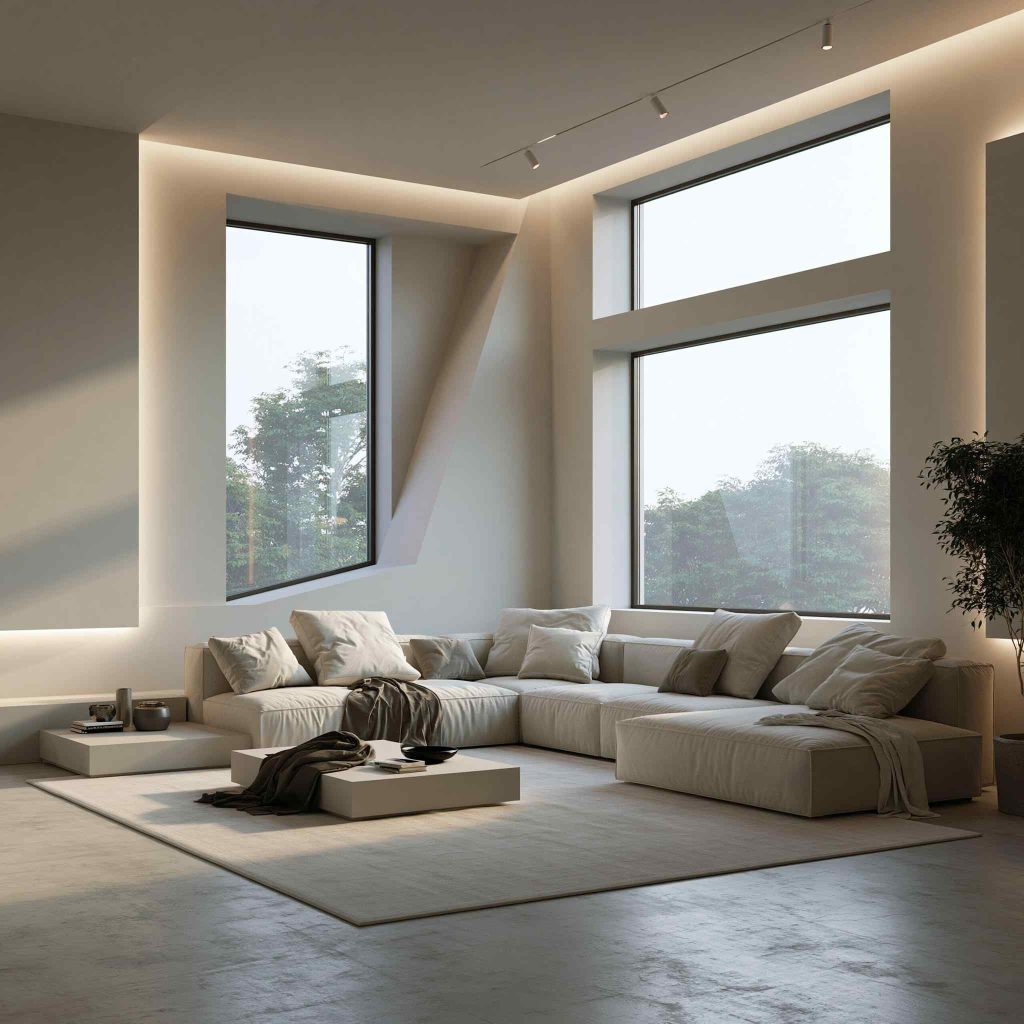 POP false ceiling drawing room with natural light