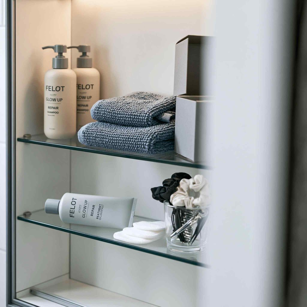 Powder room decor accessories glass shelf towels