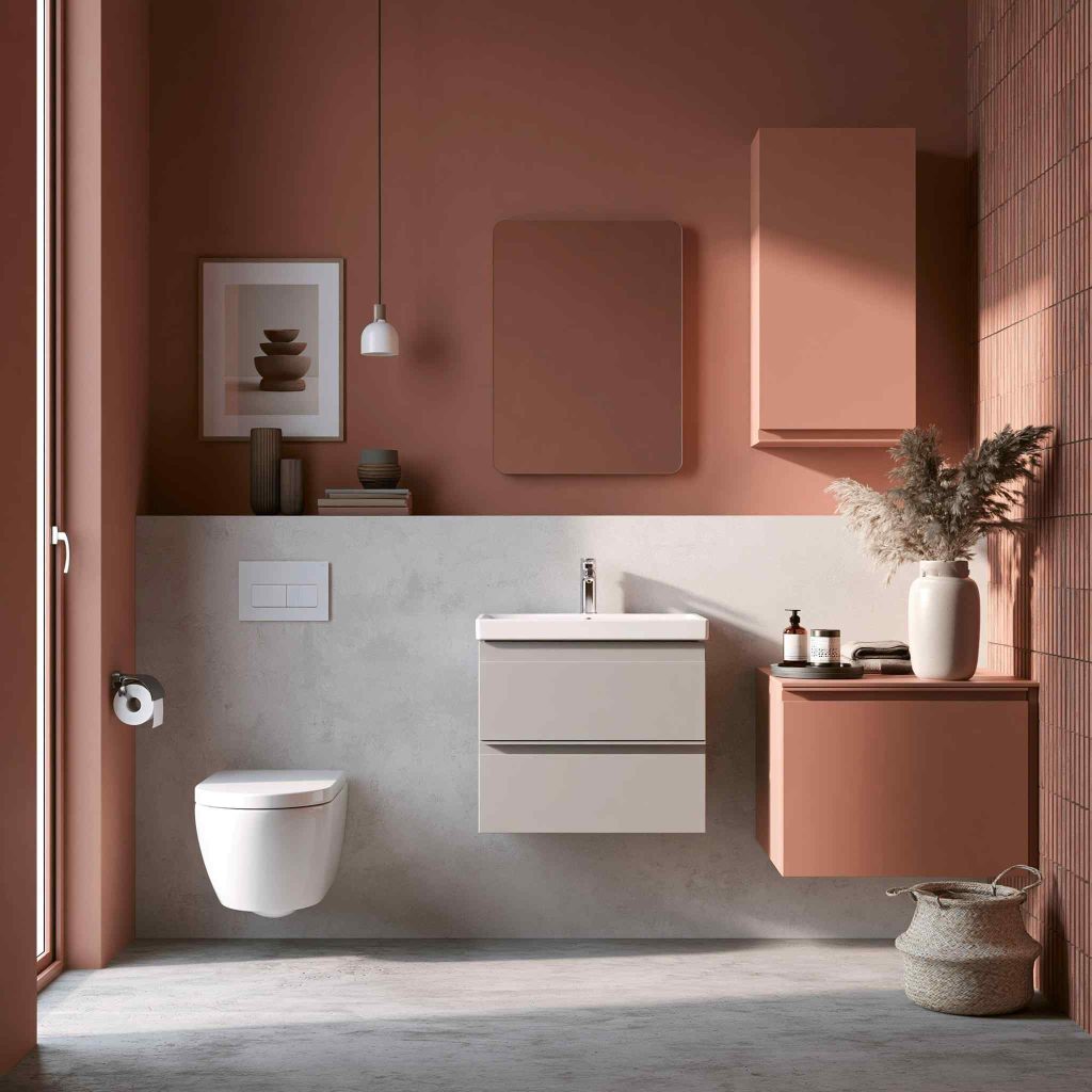 Powder room decorating ideas terracotta vanity