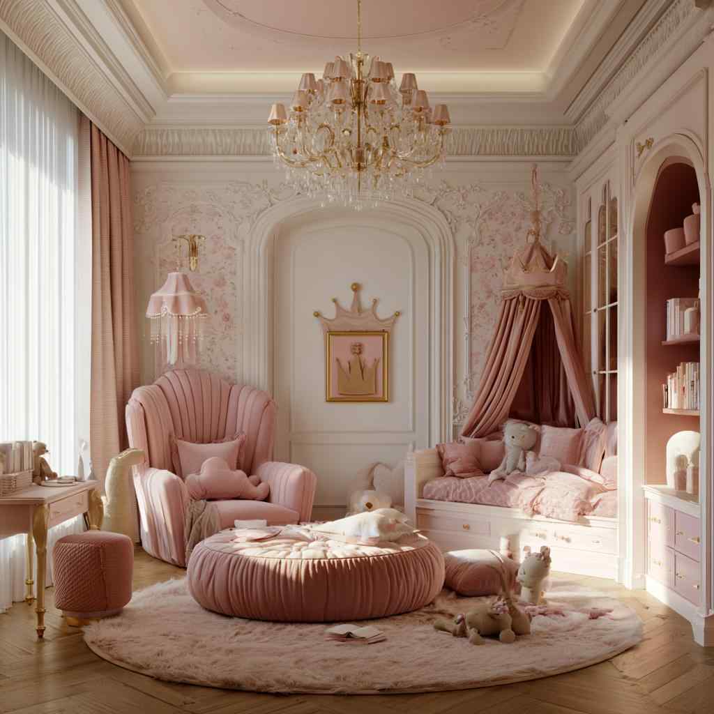  Princess bedroom reading nook with crown decor