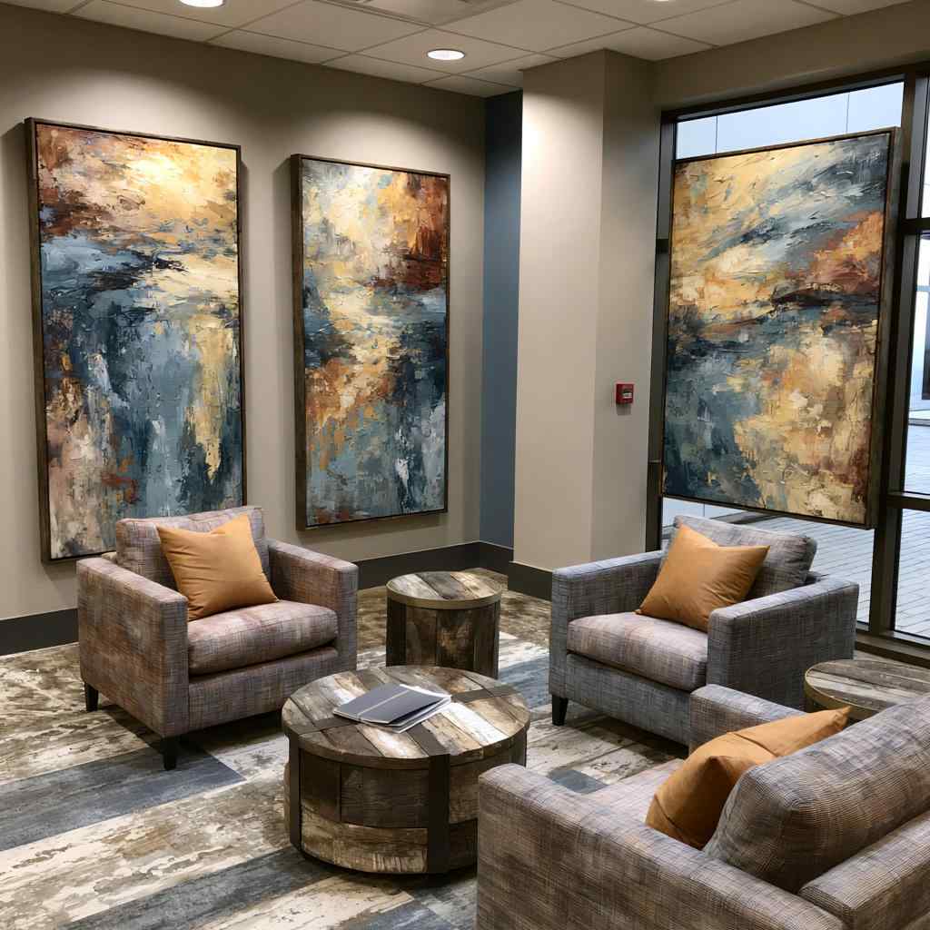 Office wall art decor with abstract paintings