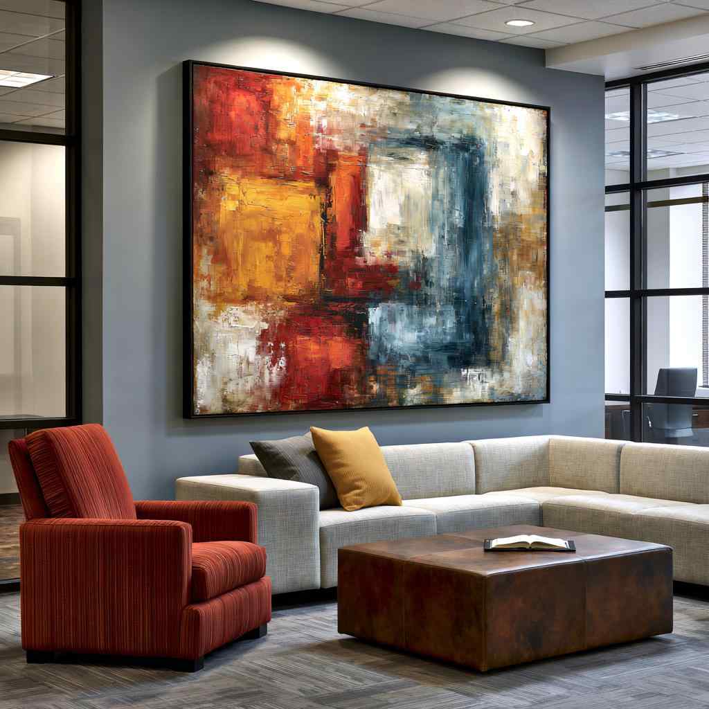 Office wall decor with abstract art in lounge