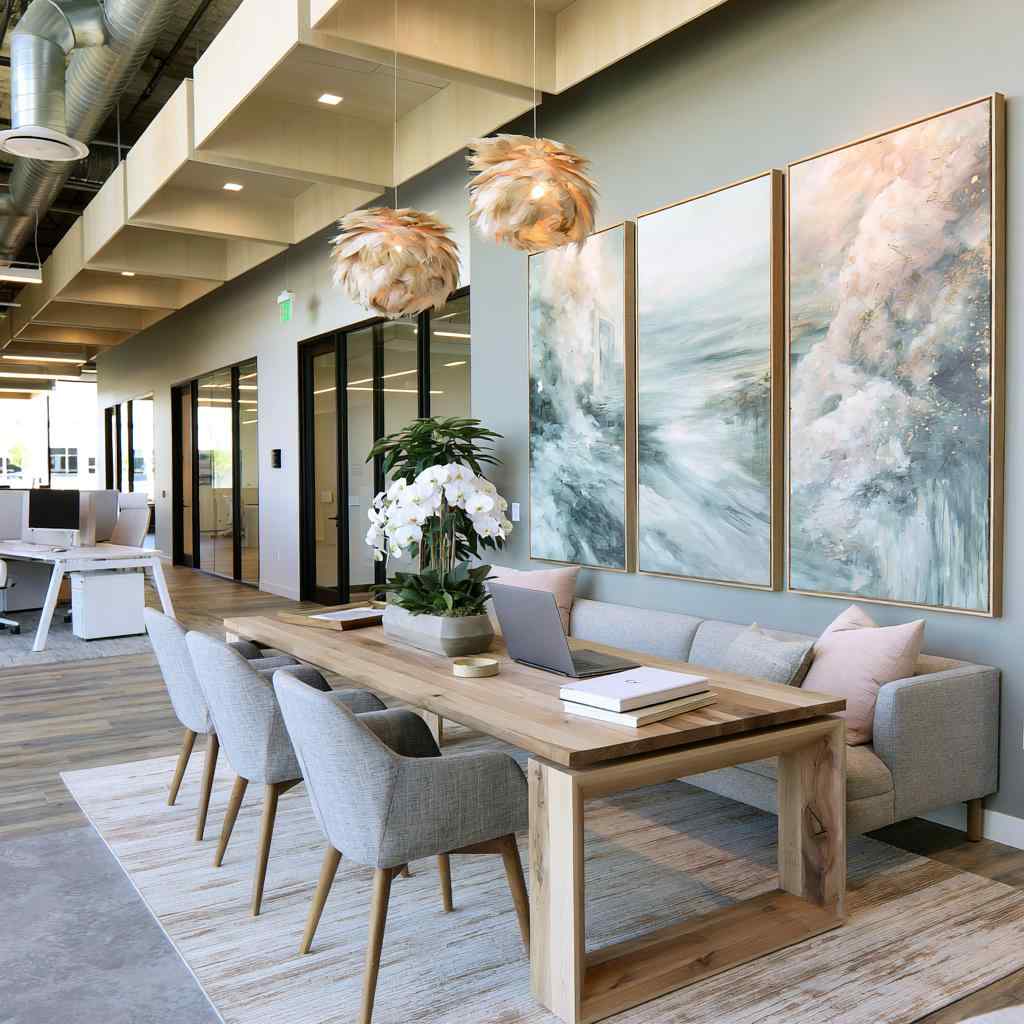 Office wall decor with framed art lounge