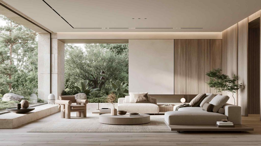 Minimalist POP ceiling drawing room with cove lighting