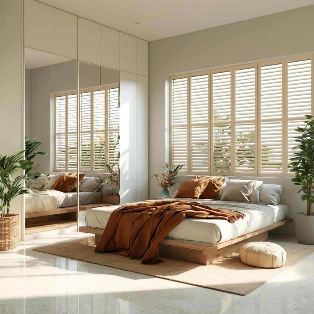 Mirrored sliding wardrobe small bedroom