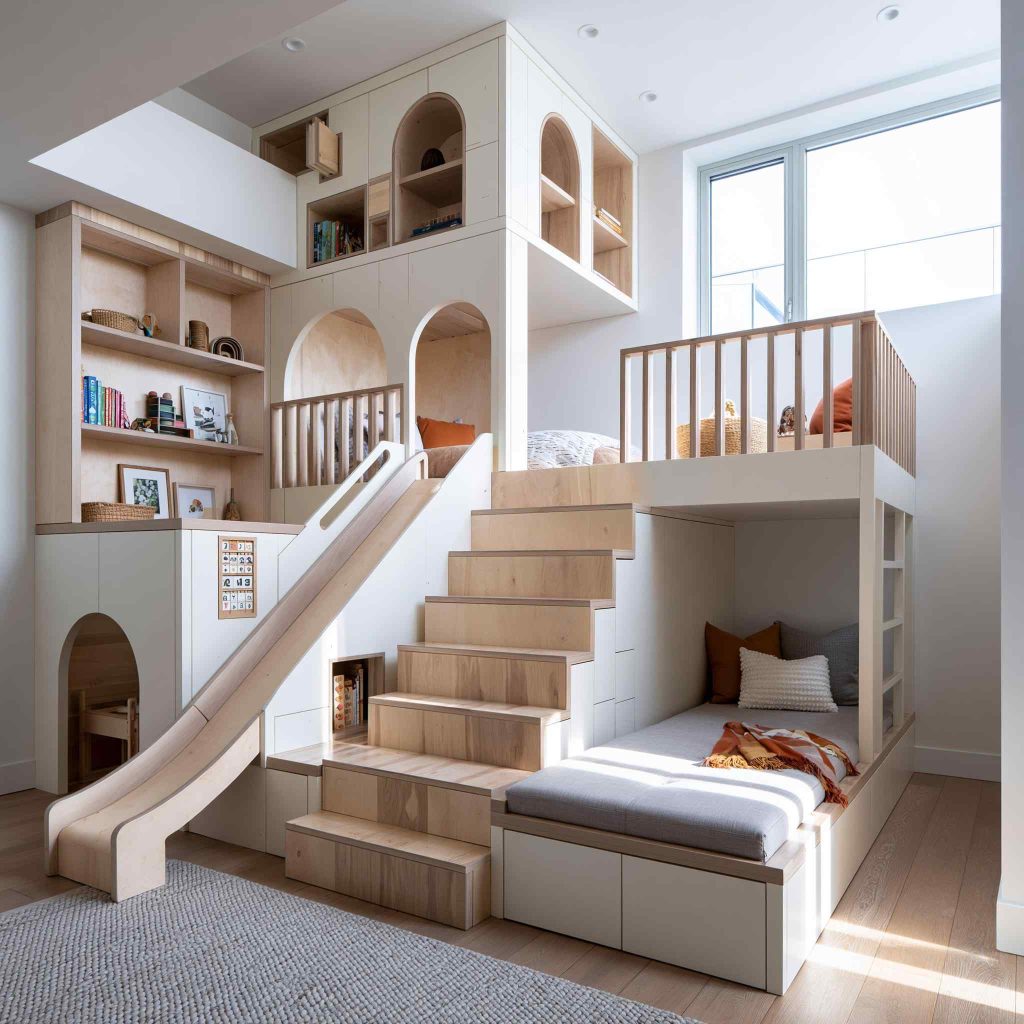  Modern loft bed design for kids with slide