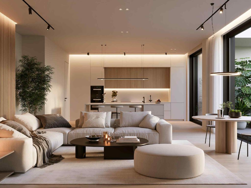Modern POP design drawing room wood ceiling LED