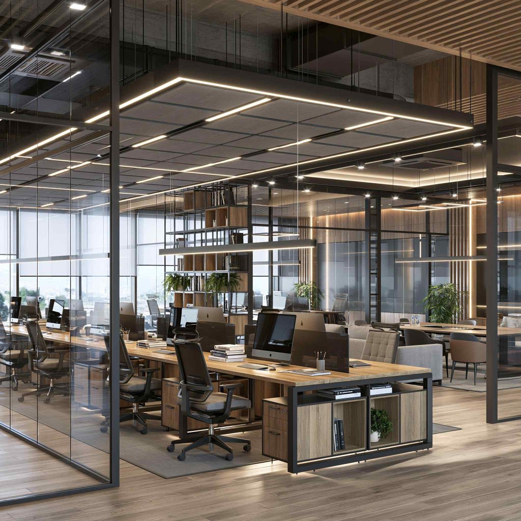 Modern small office interior design LED lighting