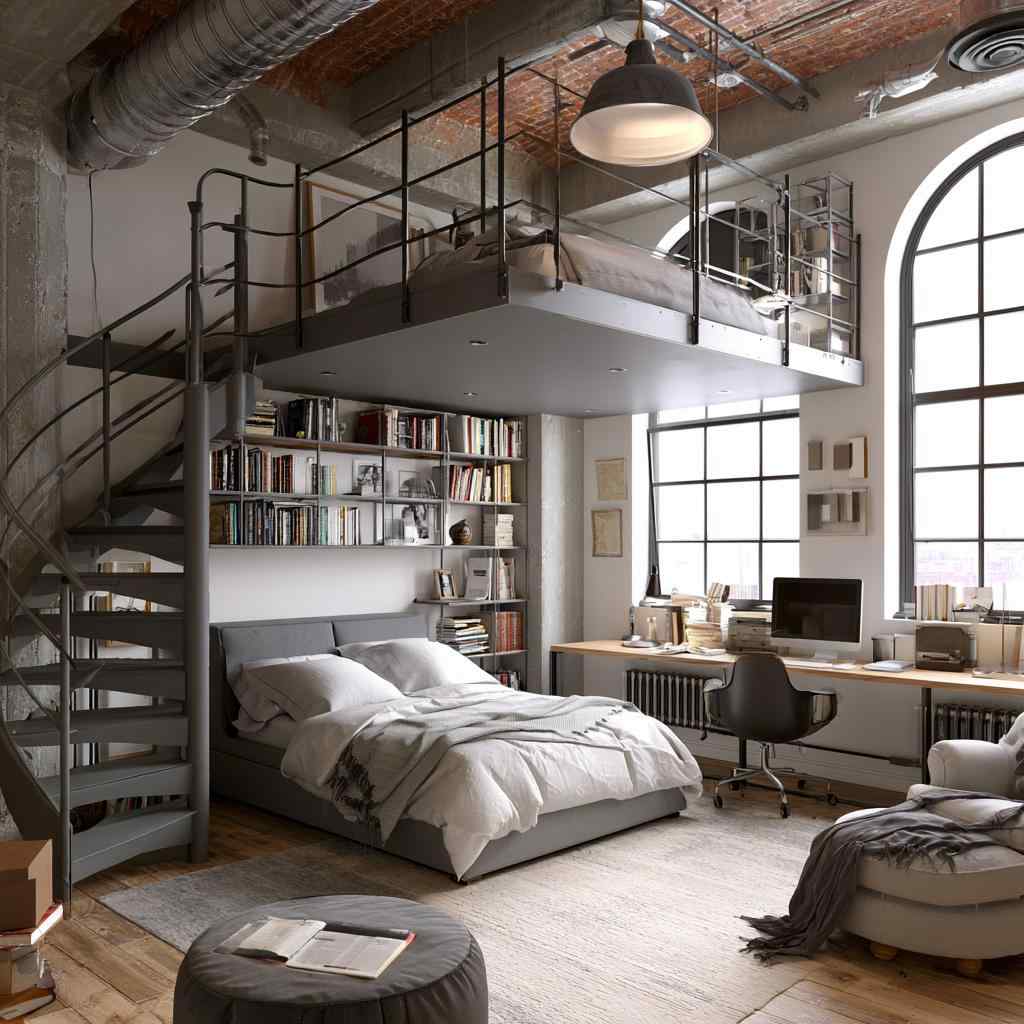  Loft bed ideas with spiral staircase design