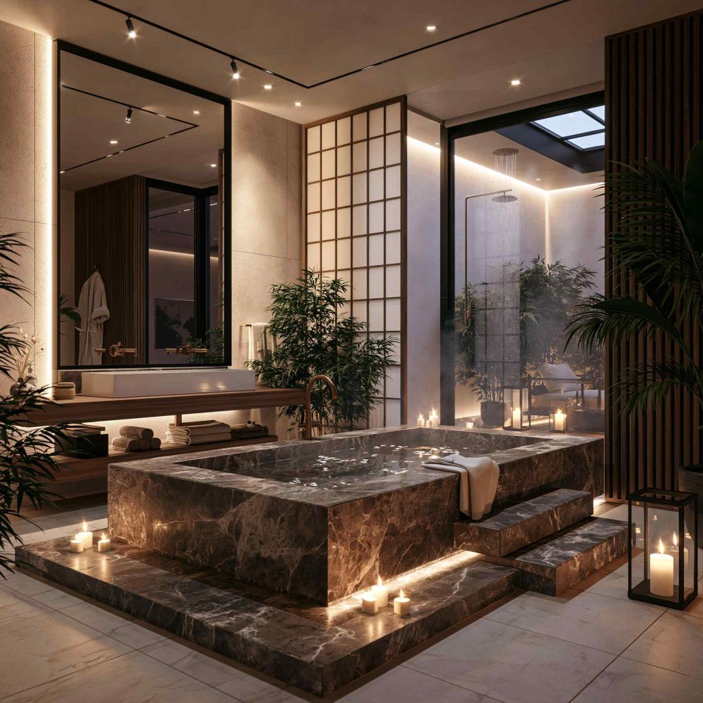  Luxury bathroom ceiling design with cove lighting