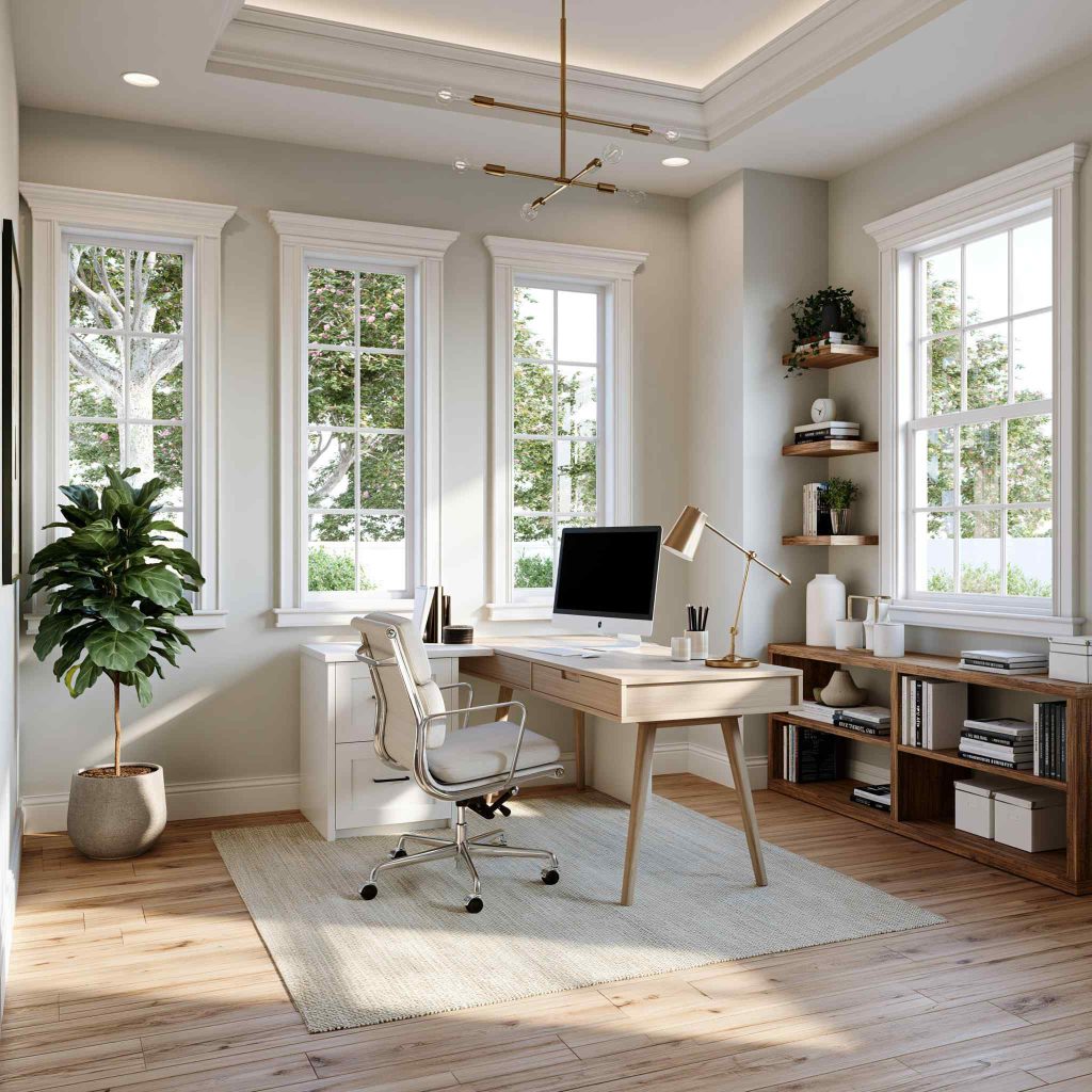 Desk organisation ideas home office natural light