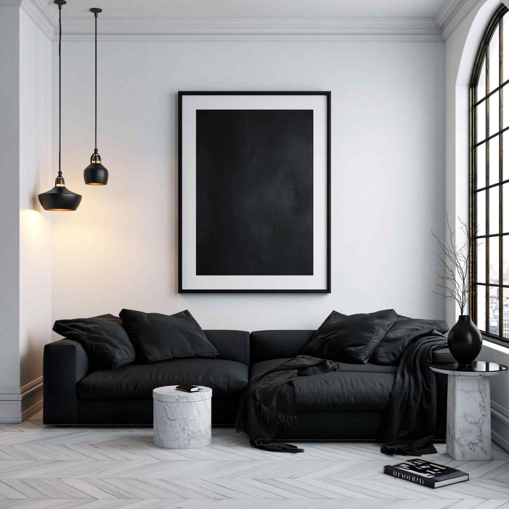 Black and white sofa design living room