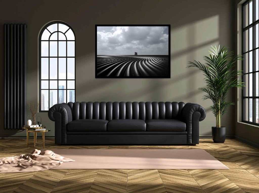 Black leather sofa design chesterfield style