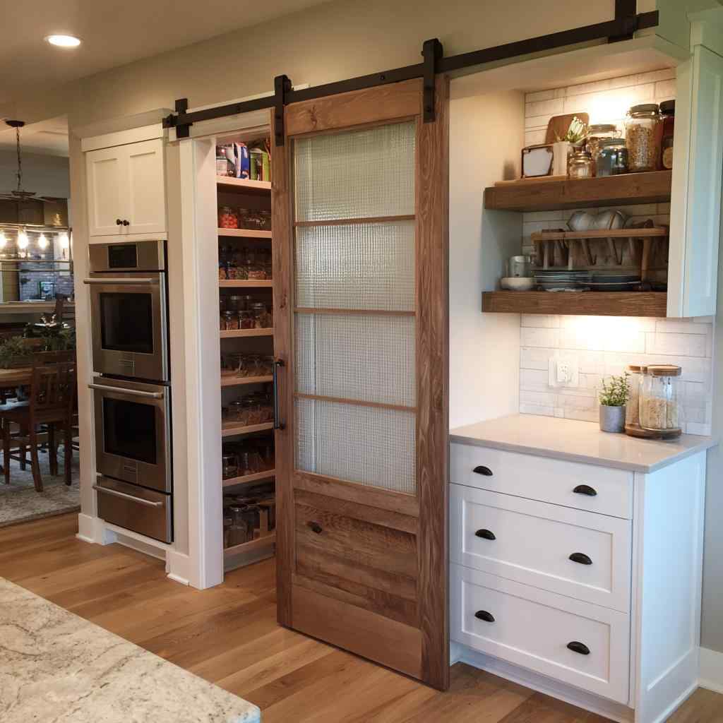 Wood barn-style sliding pantry door