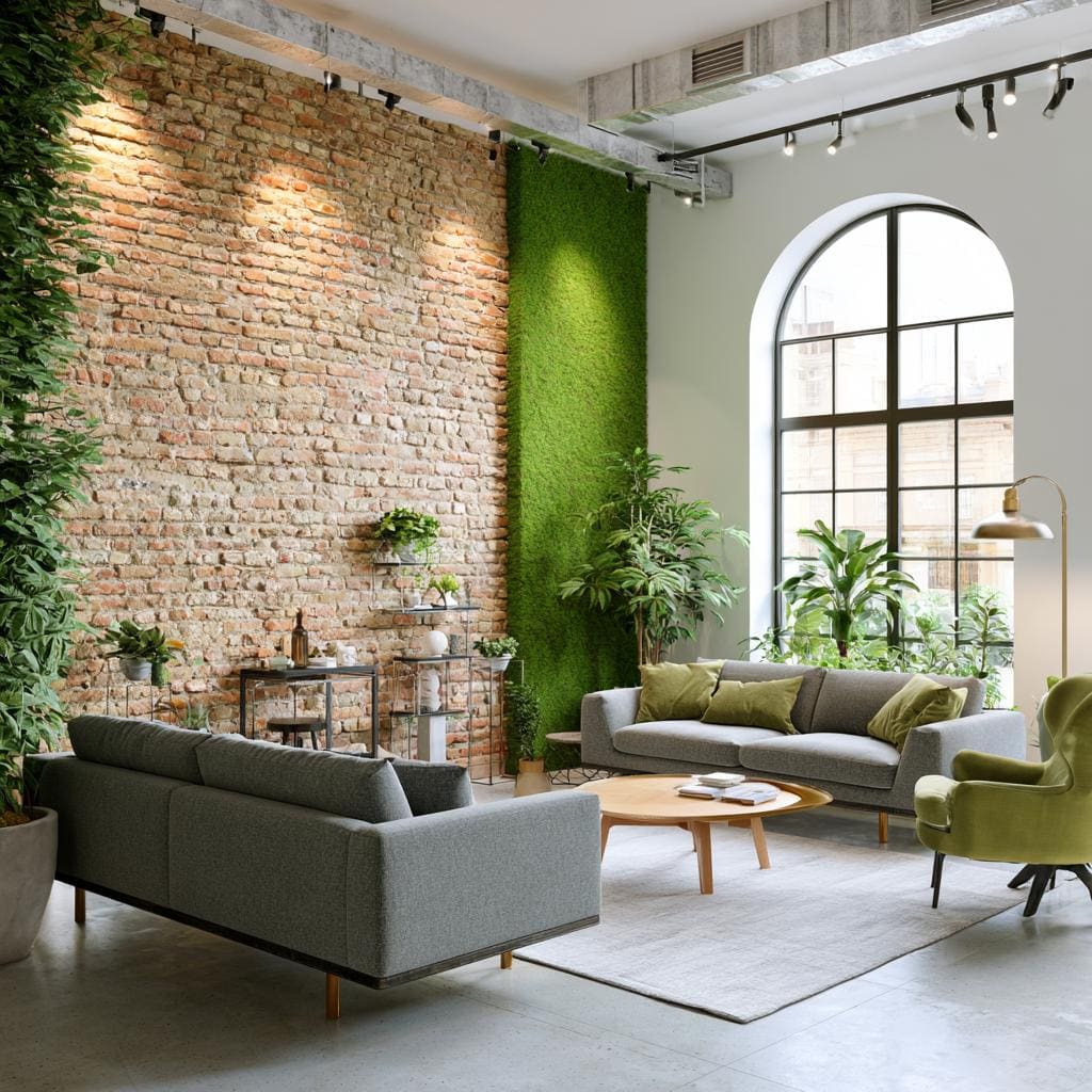 Grass wall design brick combination