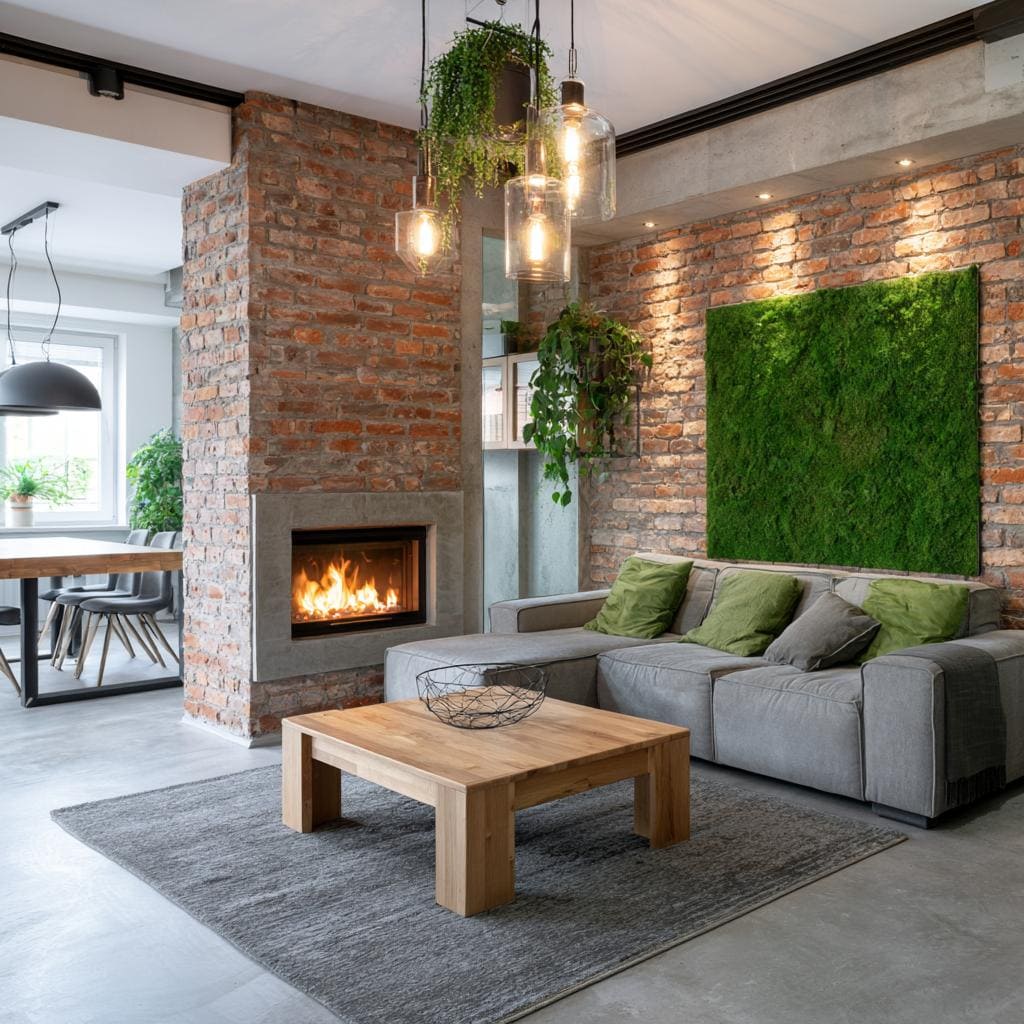 Grass wall design living room feature