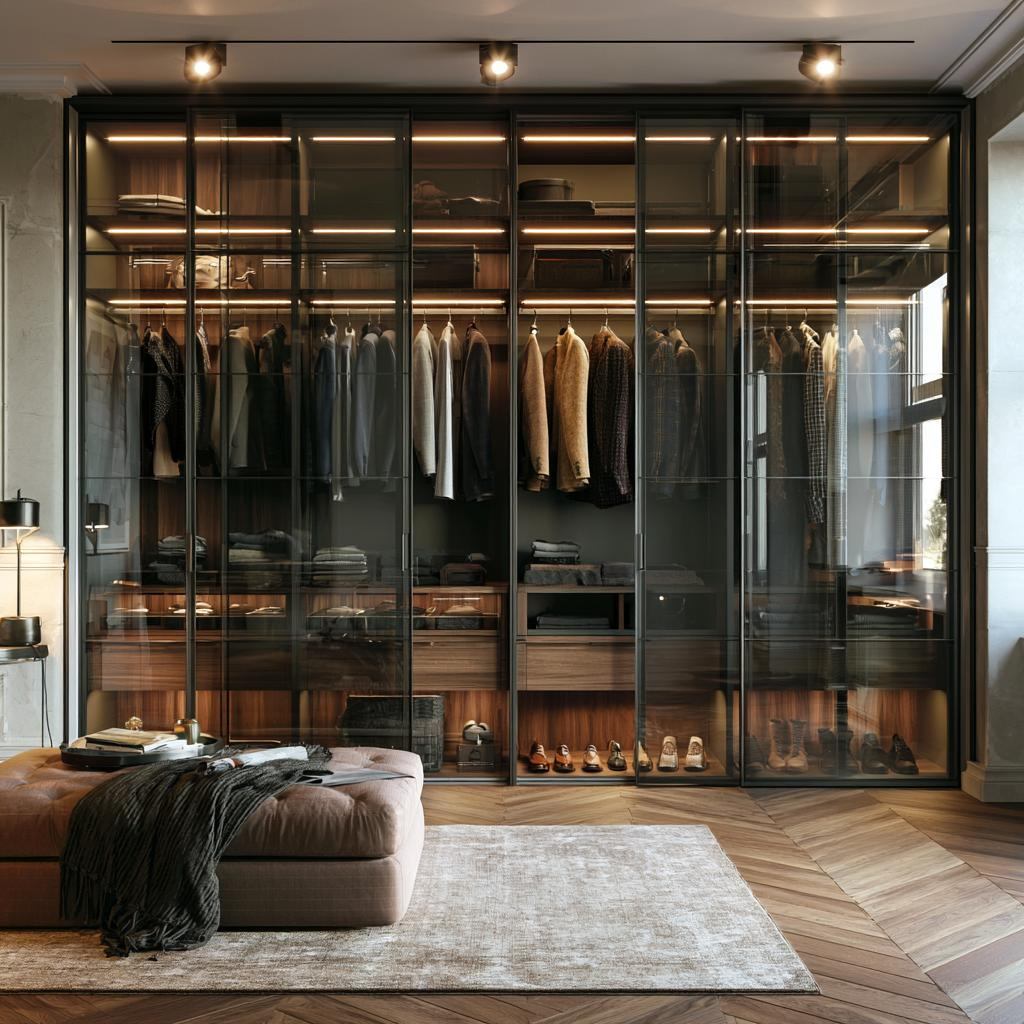 Black-framed aluminium almirah door design