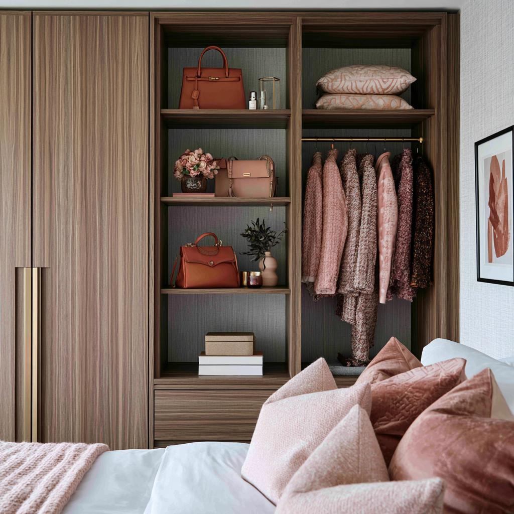 Closet organisation handbag storage shelf
