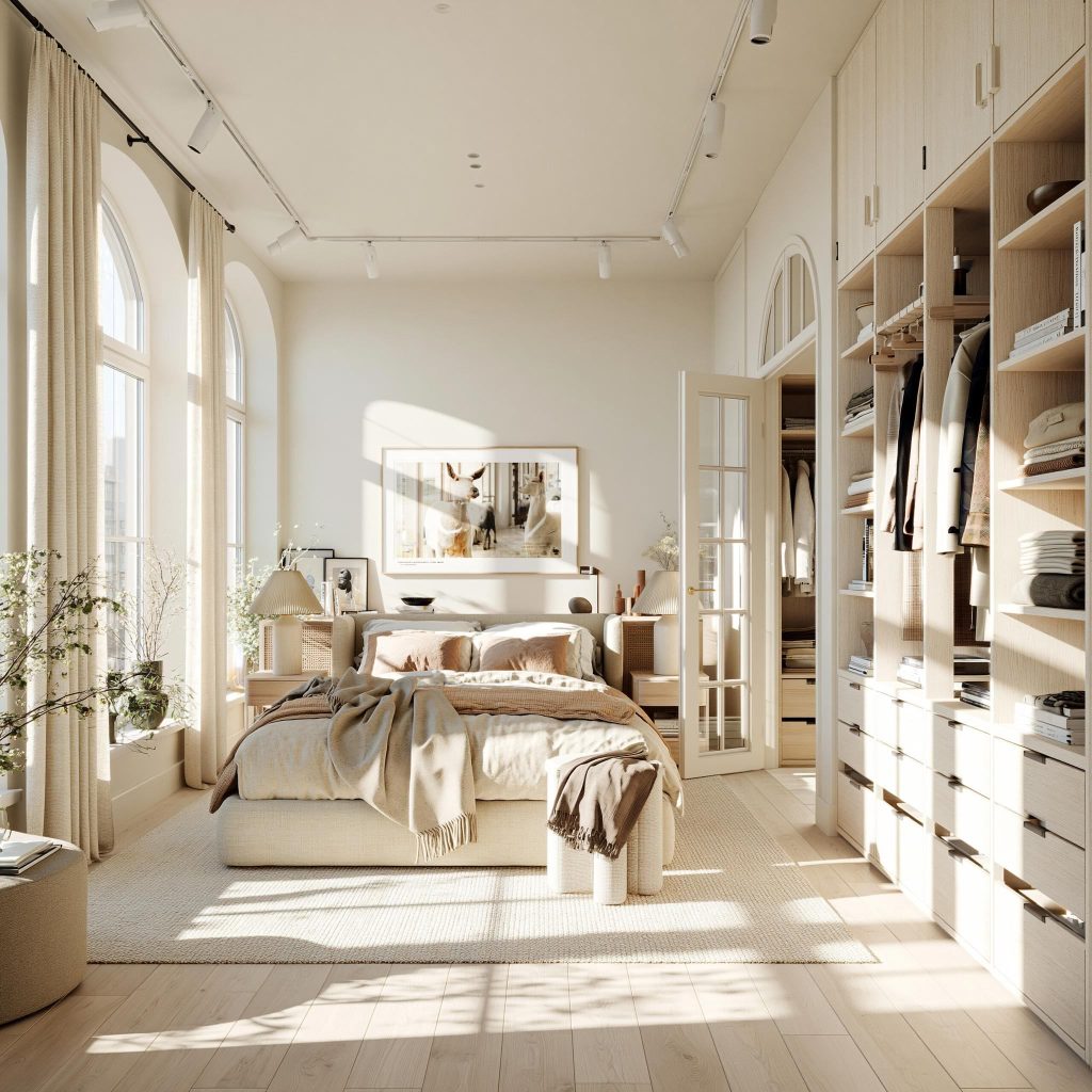  Floor-to-ceiling wall wardrobe design bedroom