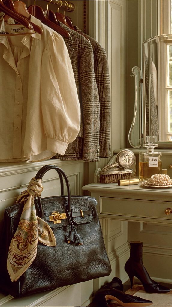 Handbag storage dressing area accessories