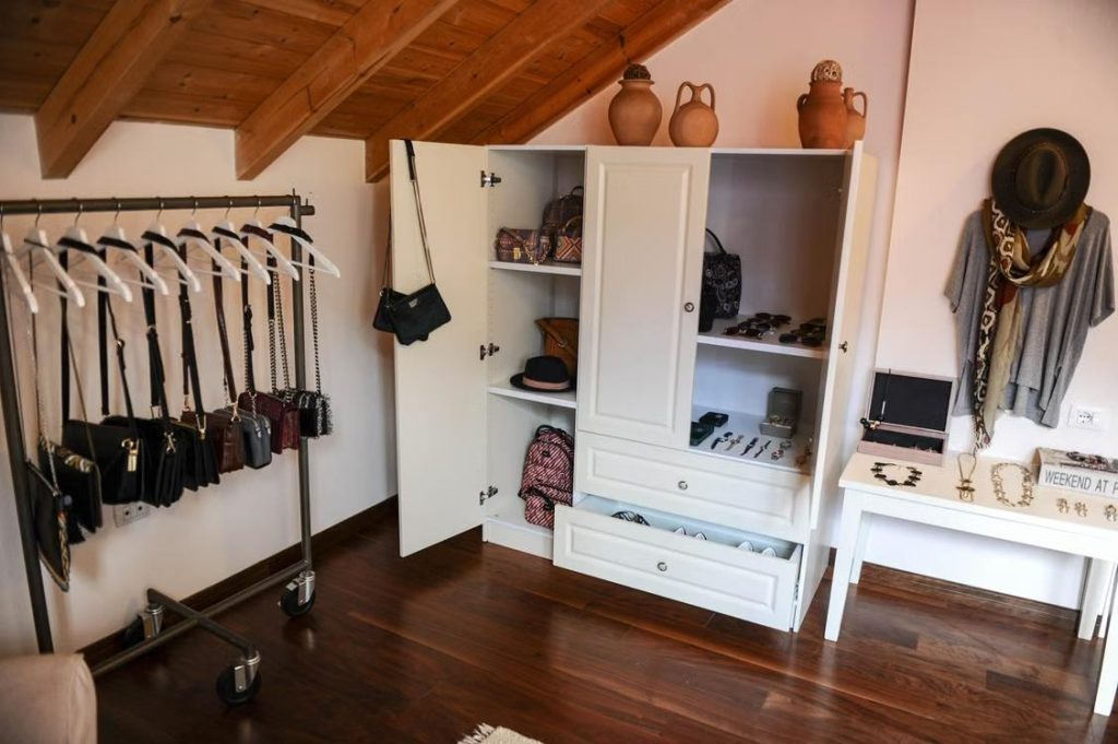 Luxury handbag storage boutique display