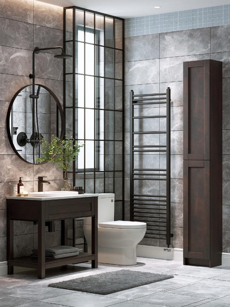 Black modern bathroom towel rack design
