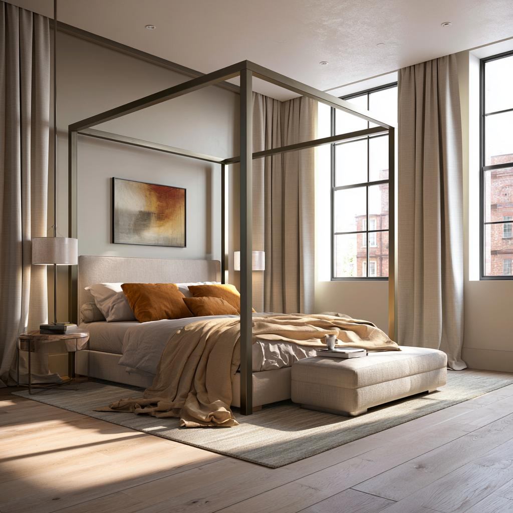  Modern four poster bed design HomeLane project Pune