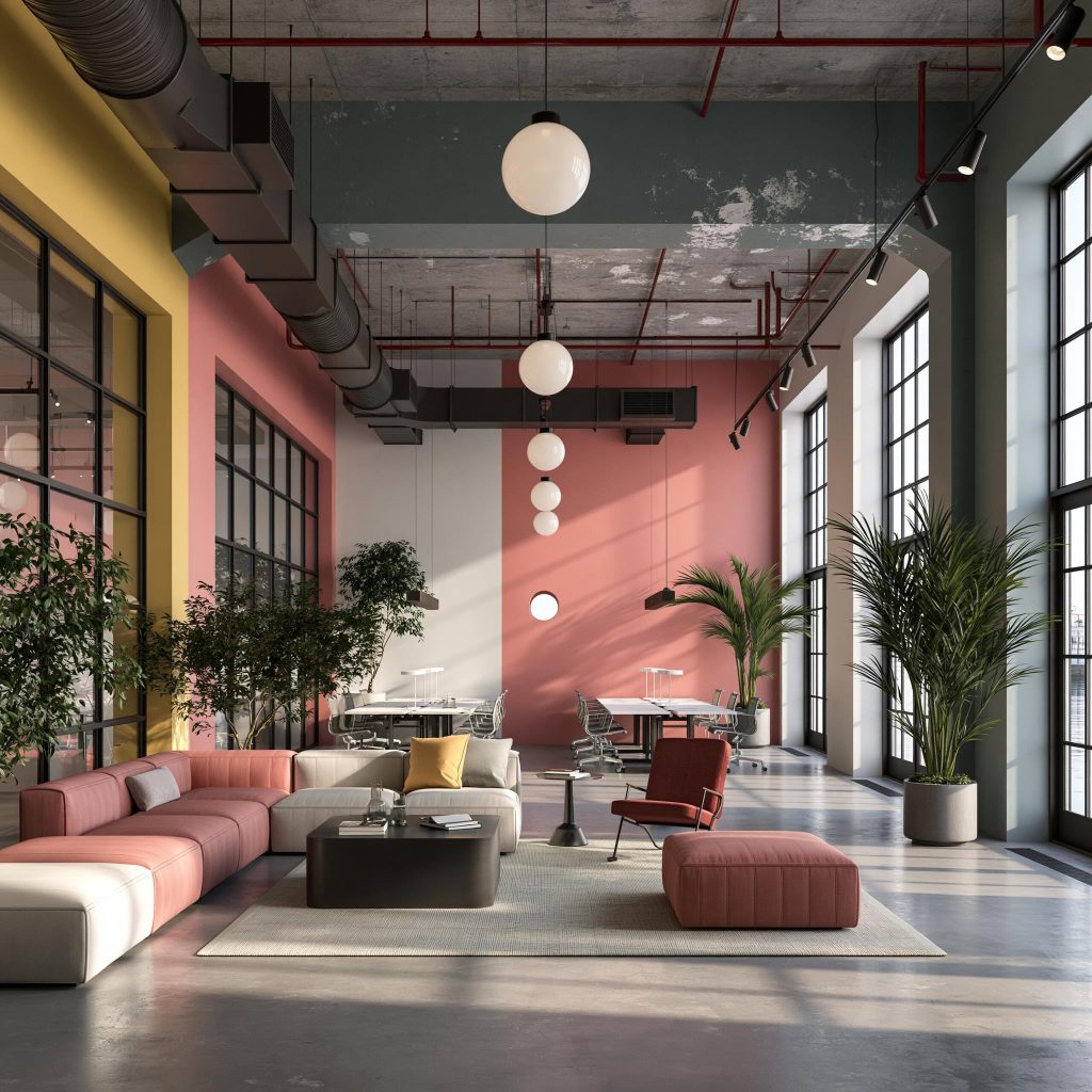 Open office partition collaborative lounge