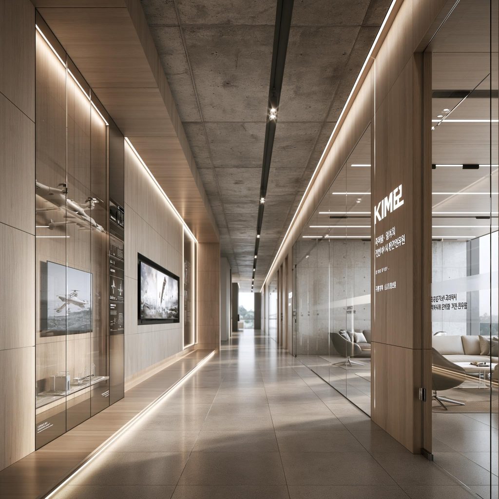 Timber office partition design corridor