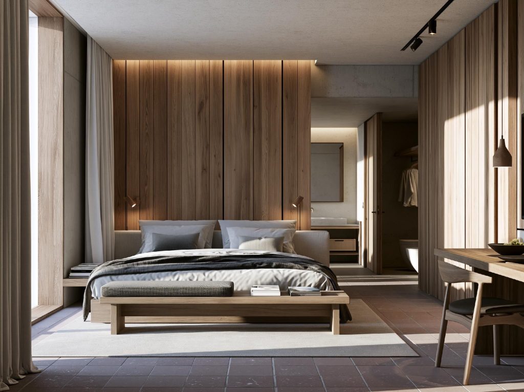 Woodgrain PVC bedroom cupboard design
