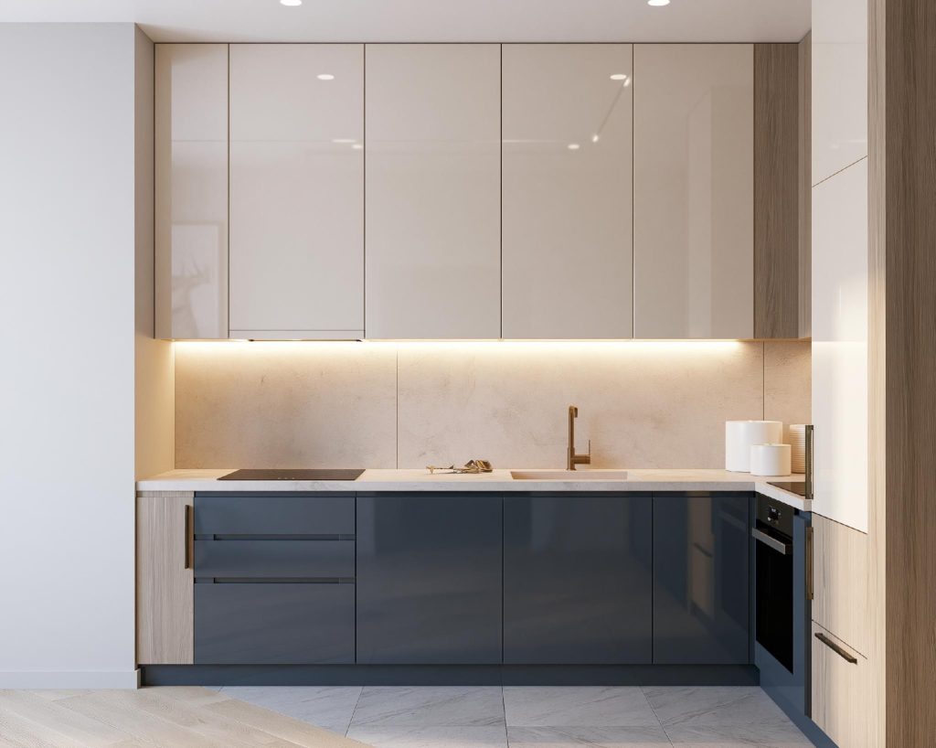 Charcoal PVC kitchen cupboard design