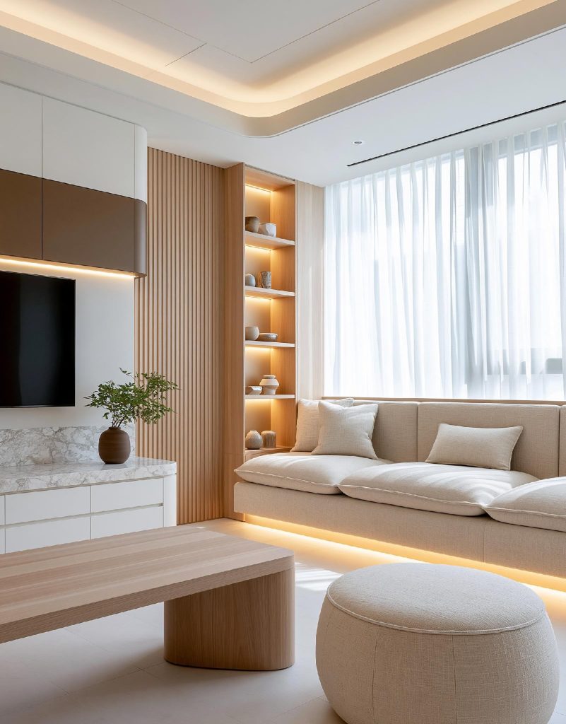 Wall cabinet design for living room TV unit