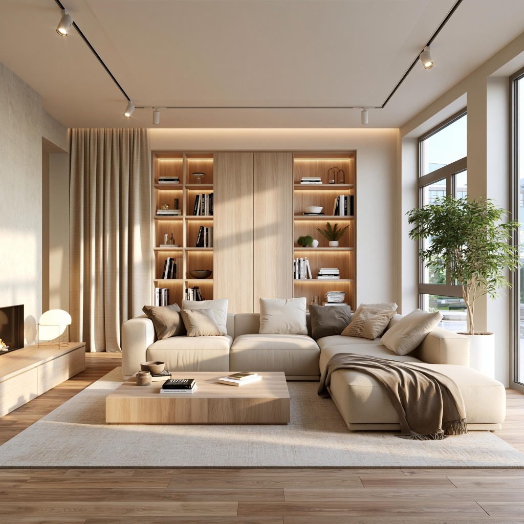 Wood wall cabinet design for living room