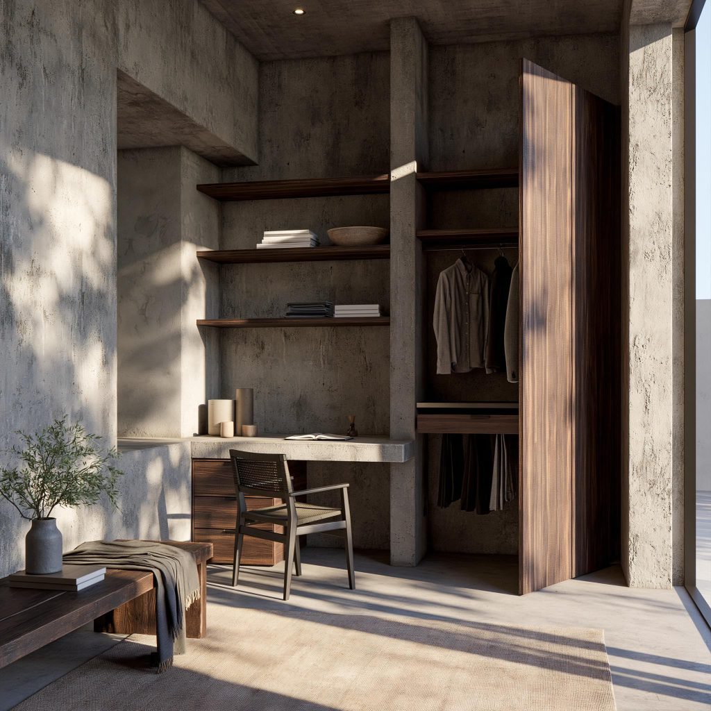 Wall wardrobe design open shelving
