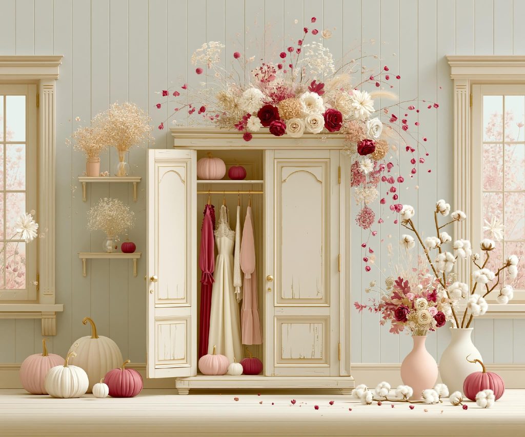 Vintage cream wall wardrobe design
