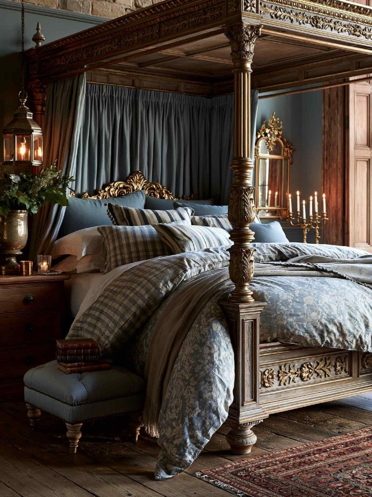 Traditional Victorian four poster canopy bed