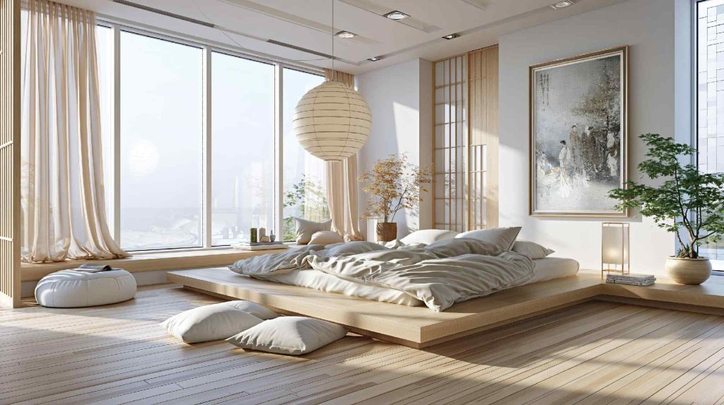  Modern minimalist relaxing bedroom with clean design