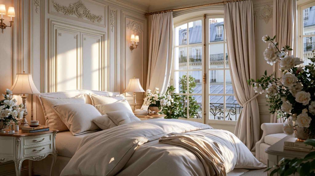  Modern Victorian bedroom with wall mouldings
