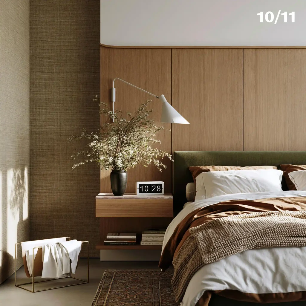 Wood panel laminate bed headboard design