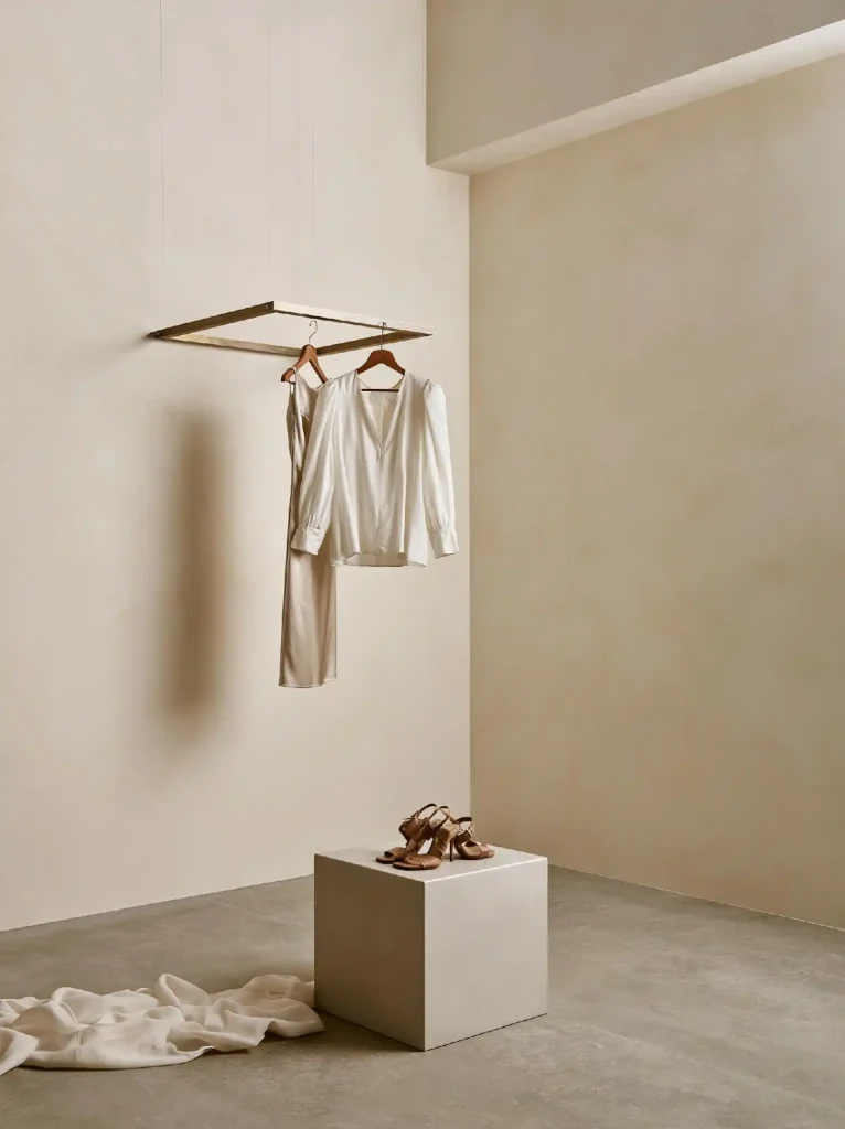 Wall-mounted minimalist DIY clothes rack design