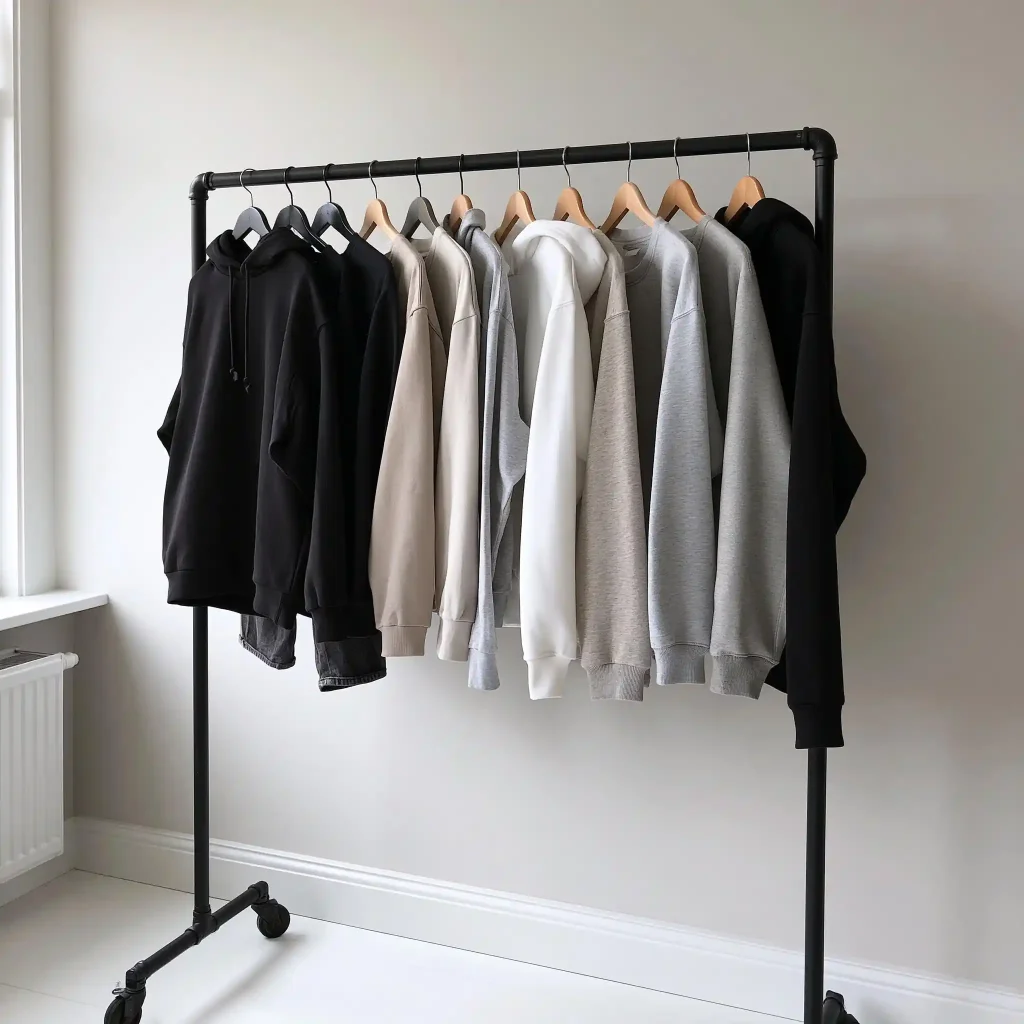 Rolling metal DIY clothes rack with wheels
