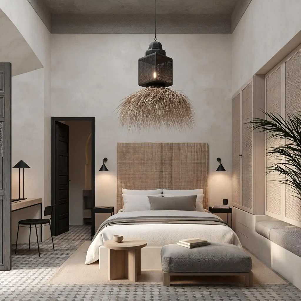  Rustic bedroom chandelier idea with boho lighting
