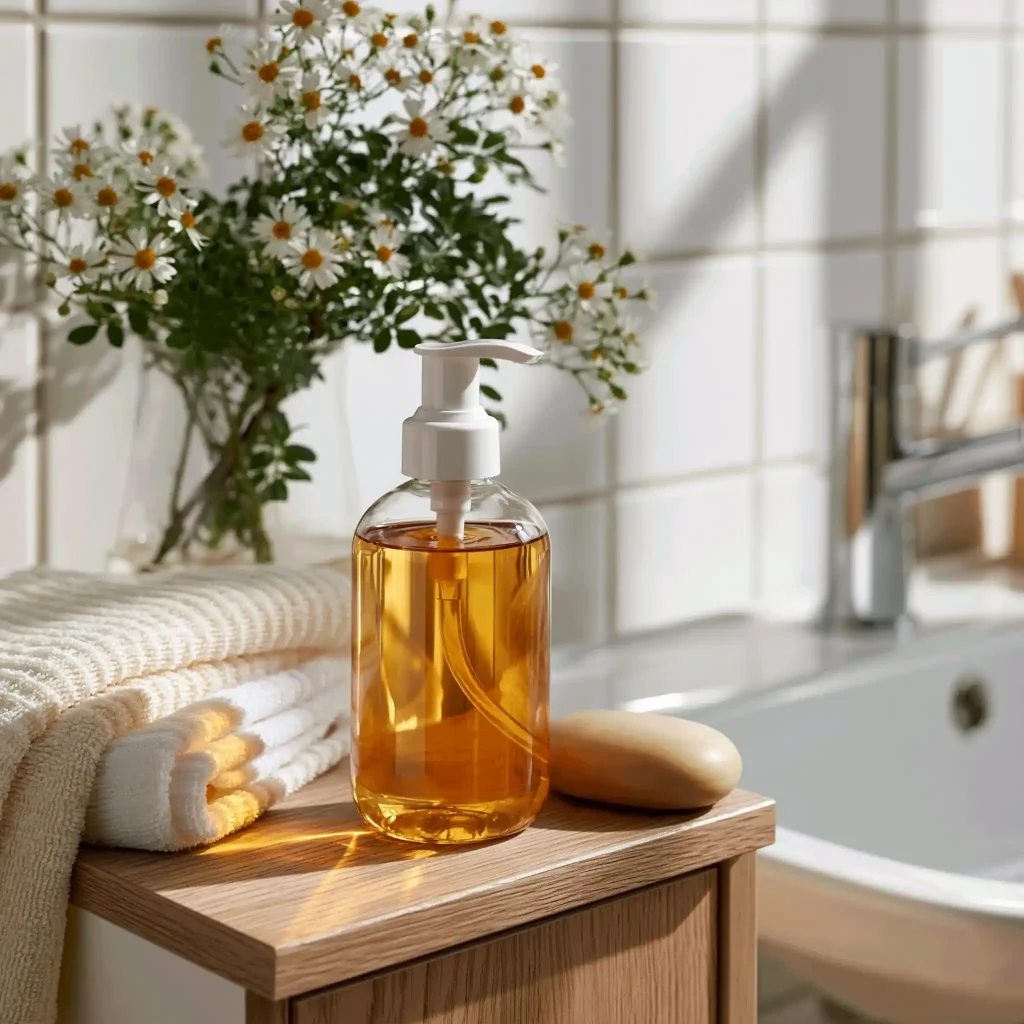 Simple bathroom floral decor idea with daisies