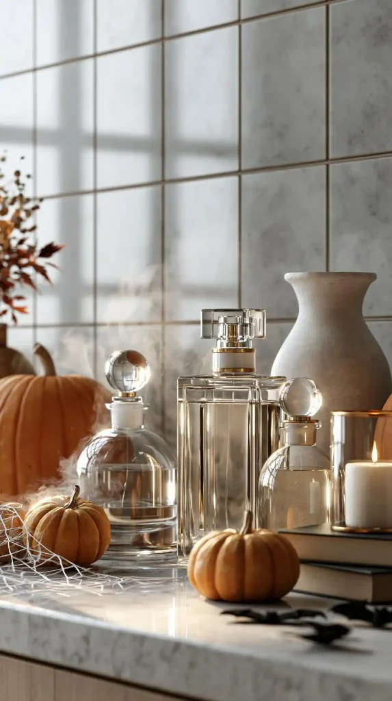Modern fall kitchen decor mini pumpkins