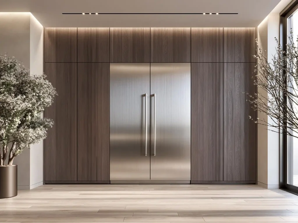 Large closet door ideas with dark wood finish