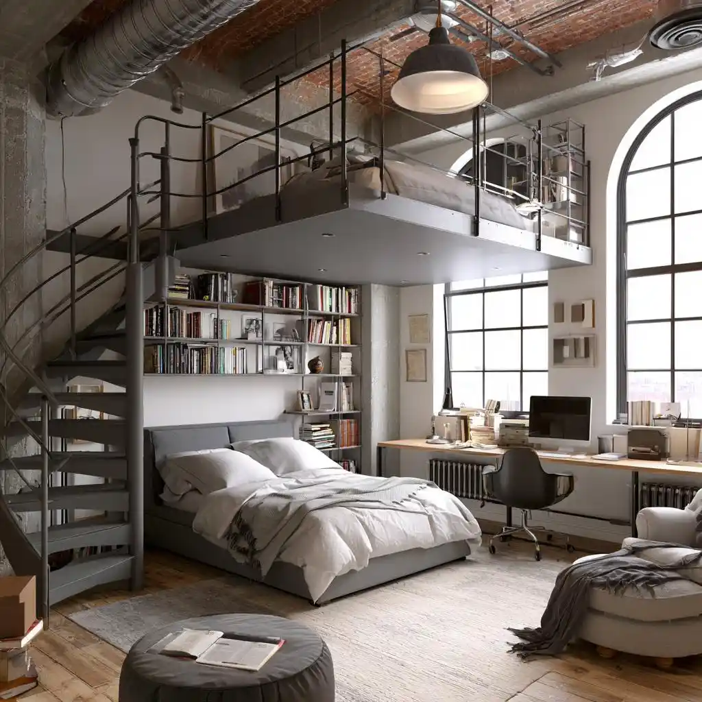 Loft bed with workspace hidden bed idea