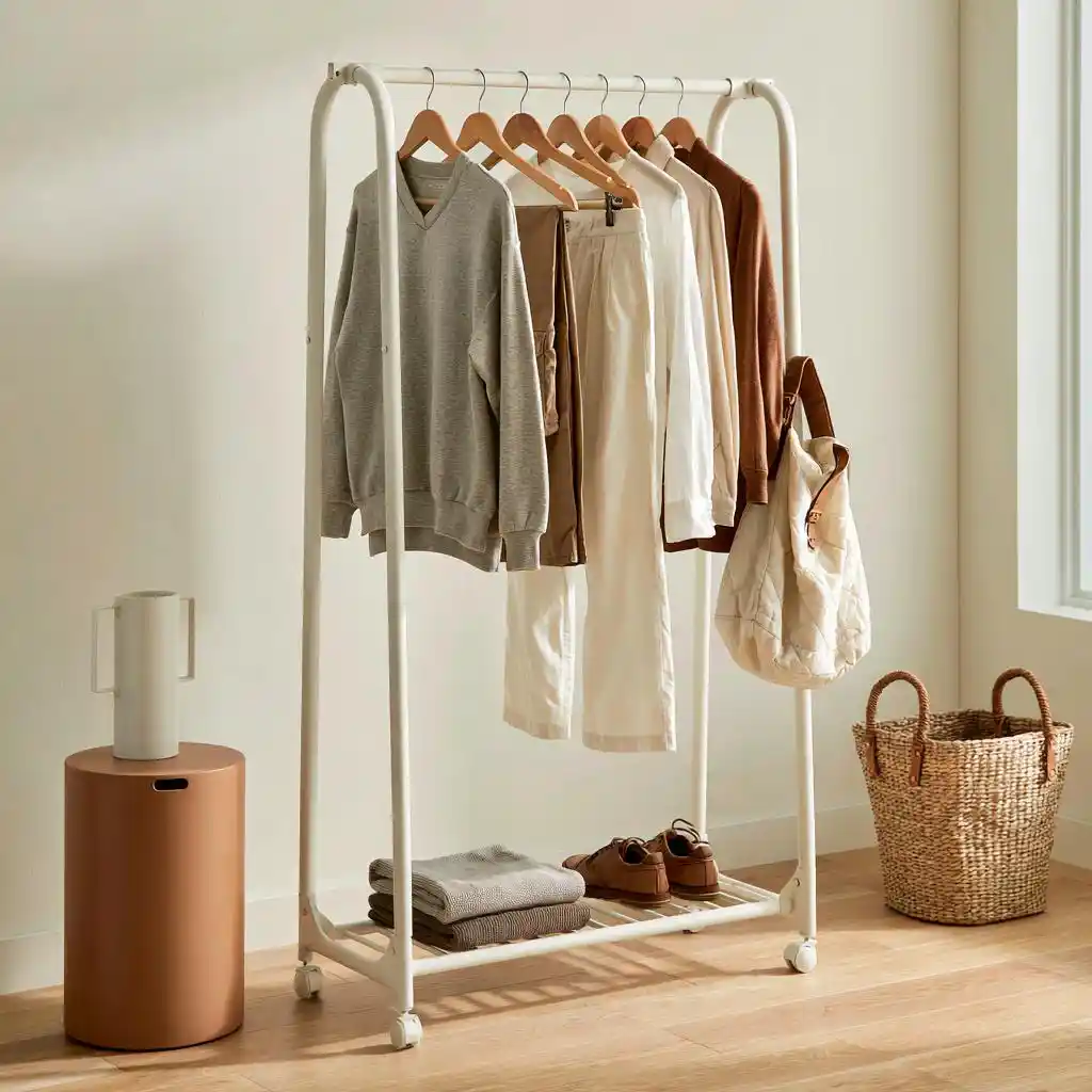 Minimal freestanding metal DIY clothes rack