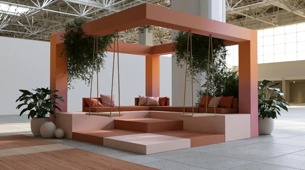 Outdoor hanging daybed pavilion design idea