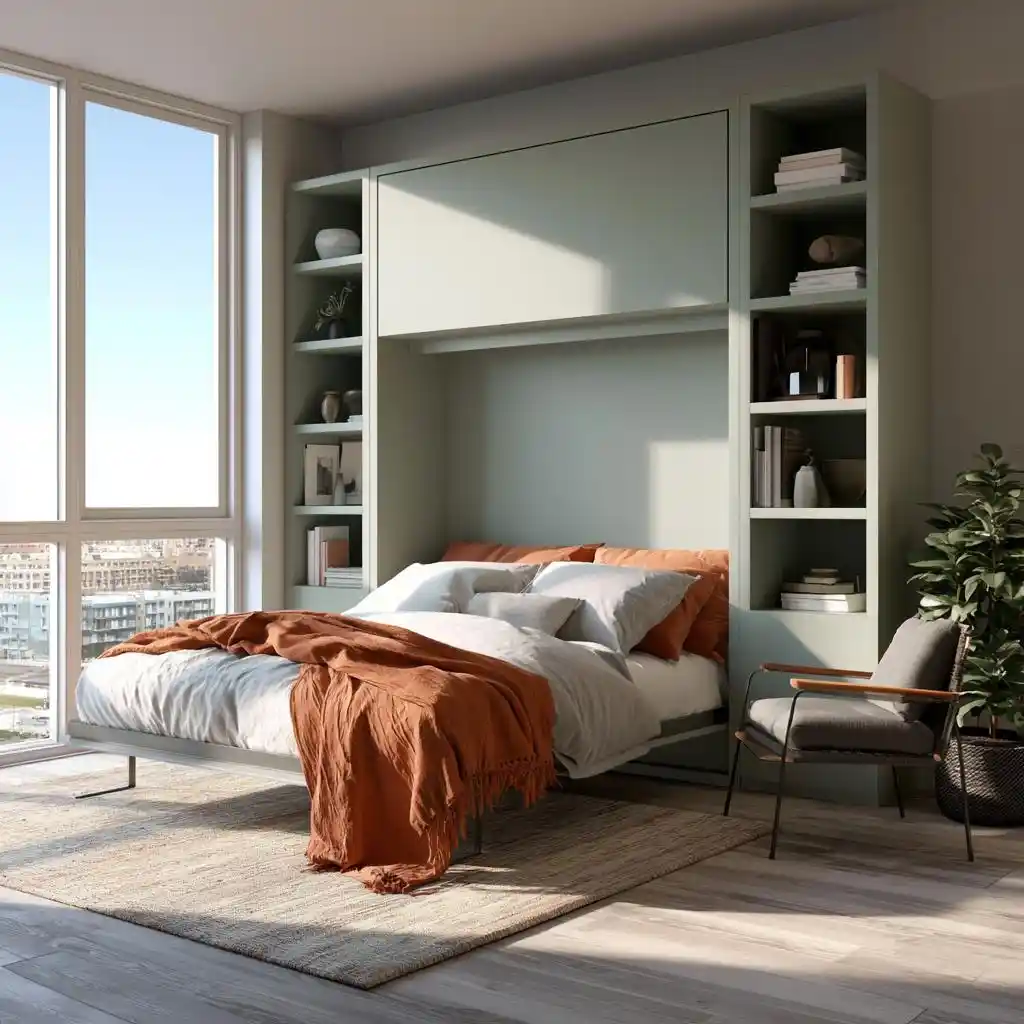 Hidden bed wall unit city apartment